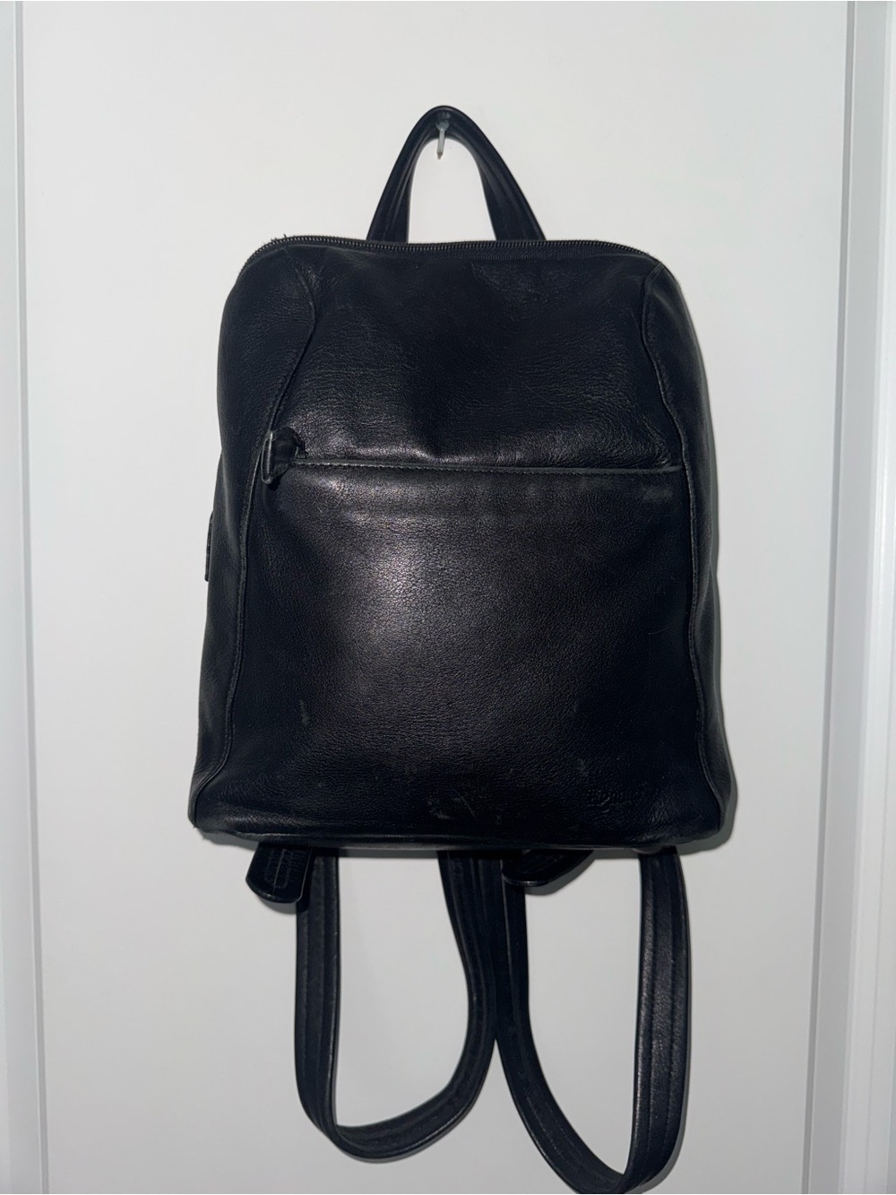 Vintage Tignanello Black Leather Mini Backpack Y2K